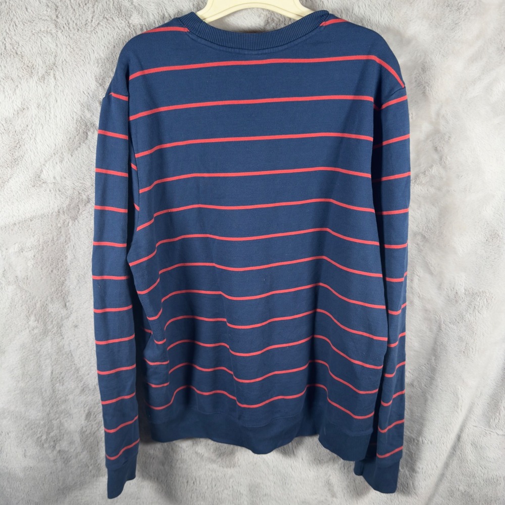 Reebok Mens Striped Crewneck Sweatshirt Navy Blue Red‎ Logo Pullover XL - Picture 8 of 8